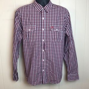 Timberland Sz L Large Long Sleeve Buttondown Shirt Plaid Red